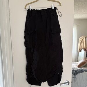 wild fable Black Cargo Drawstring Midi Skirt
